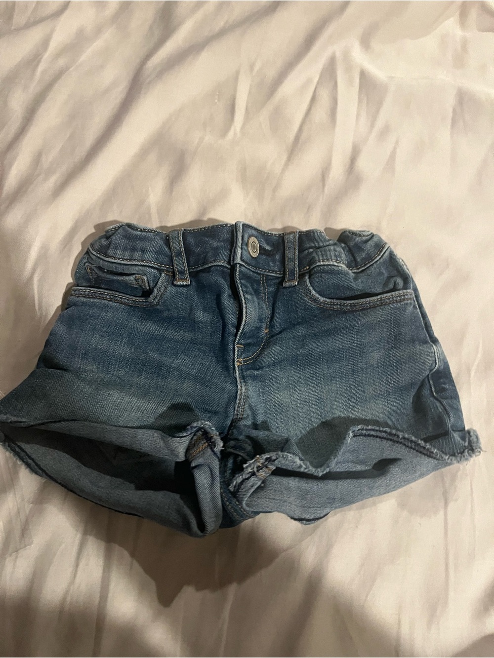 GAP Girls Washed Blue Denim Rolled-Hem Shorts